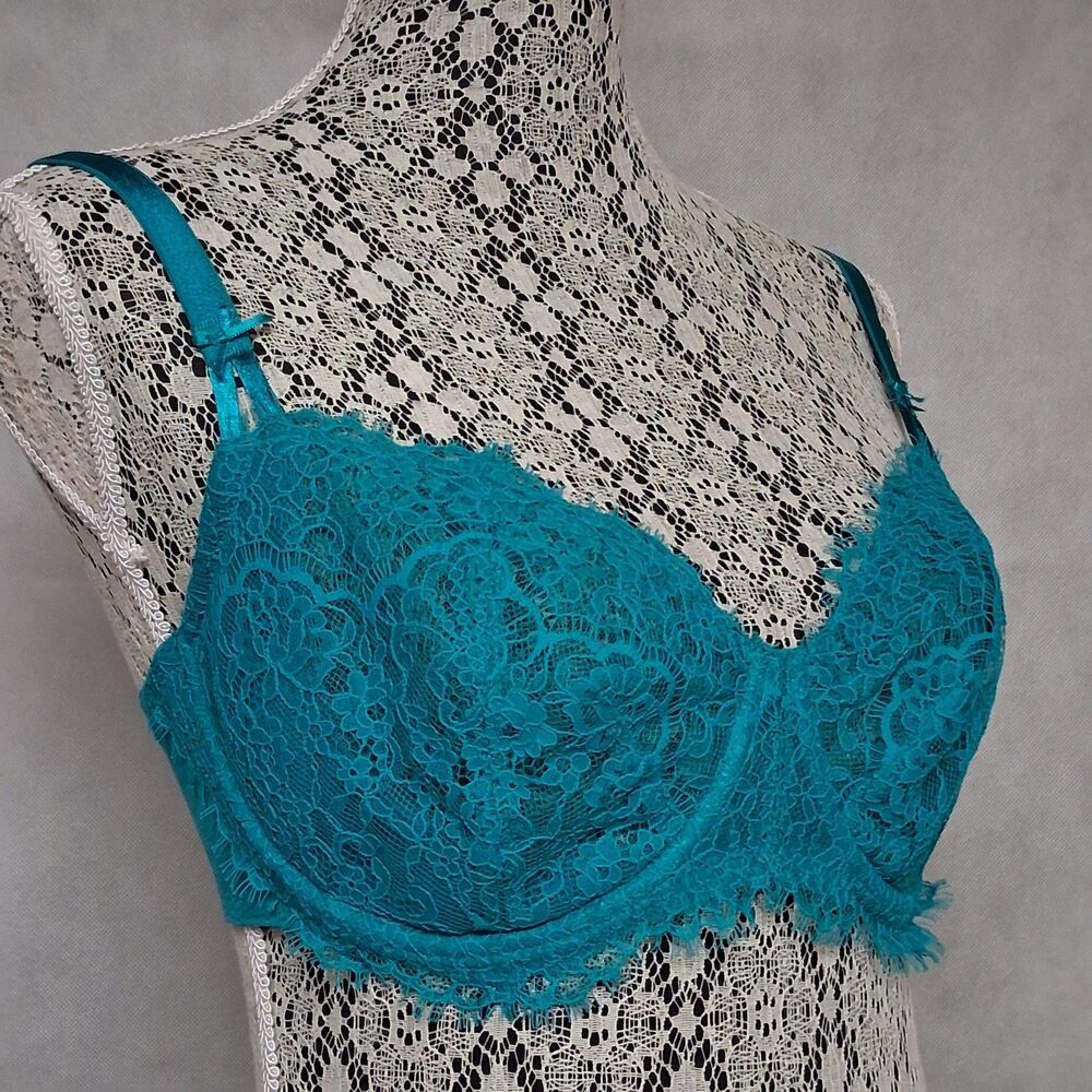 Victoria's Secret Dream Angels Push Up Bra 36DD Teal Green Without Padding